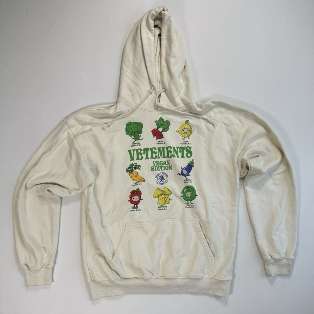 Vetements Unisex Medium Hoodie Vegan Edition Pret-A-Porter Beige vegetables